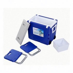 Cooler Box With Wheel 28L Foldable Camping Rotomold Hard Sided Foam Drinks Ice Chest Table Hielera Glaciere Cooler Box With Wheel