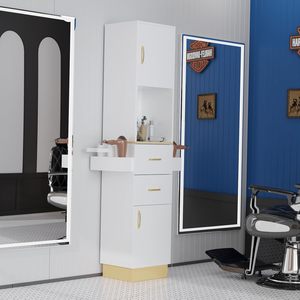 Estación de <span class=keywords><strong>Barber</strong></span>ía Moderna con Espejos y Mesa para Salón de Belleza - Muebles de Salón de Madera Resistente - Product Image 6