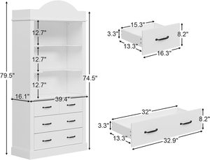 Mueble de Altar con 4 Cajones y 3 Estantes, Mesa de Altar Alta para Templo en Casa con Soporte Abierto para Santuario - Product Image 3
