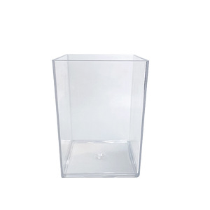 Acrylic Transparent Pen Holder <b>Square</b> Round Desk Organizer Stationery Storage For Office Dorm Makeup Brush <b>Container</b> - Product Image 3