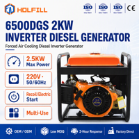 Générateur diesel à inverseur FUWANG Rural Power Swirl Chamber 2KW 6500DGS 220V 50HZ 196CC Démarrage par lanceur 3600 tr/min pour usage en construction