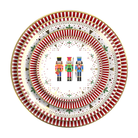 Série de vaisselle en porcelaine fine Casse-Noisette de Noël, assiettes et bols rayés rouge et blanc pour la maison et la restauration