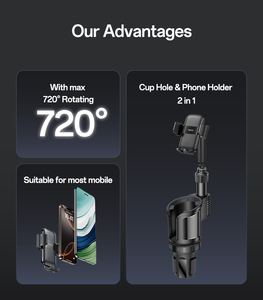 Yesido 720 xoay điện thoại núi <span class=keywords><strong>2</strong></span> trong 1 Funtion xe cup lỗ giữ điện thoại với xoay có thể điều chỉnh cơ sở chủ c273 - Product Image 3