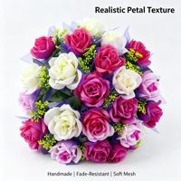 Bouquet de mariée romantique avec roses artificielles de princesse, petites fleurs mélangées et verdure, pour mariage, fête à domicile, accessoire photo, décoration de table