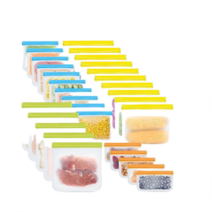 Huamaohengchun Paquete de 30 Bolsas Reutilizables de Silicona para Almacenamiento de Alimentos, 4 Tamaños, a Prueba de Fugas, Aptas para Lavavajillas, Bolsas Reutilizables para Congelador - Product Image 1