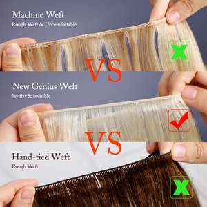 Extensiones de cabello ruso Cutícula alineada Cabello humano Extensiones de cabello de trama Genius dibujado Doble - Product Image 4