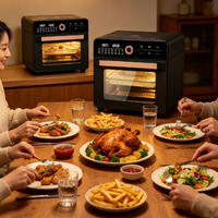 Four à friture sans air 20L grand format, double commande (écran tactile et bouton mécanique), fenêtre en verre visible, appareil de cuisson domestique