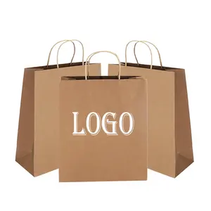 OEM Fancy Kraft Paper bag Gift Paper Packaging Bag With Flat handle and twisted handle for Business Shopping Bag HDPK