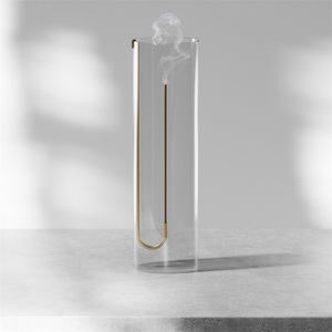 MAXERY Korean Style Incense Stick Holder Windproof Incense Burner Glass Bottle And Brass Incense Stand
