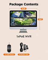 NVR Combo LCD 15,6 pouces 8MP 4K PoE 8 canaux compatible NDAA, prise en charge jusqu'à 16 entrées de canaux, affichage à distance 4K HDMI P2P, audio, Plug & Play