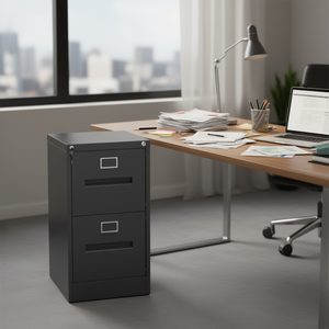 Meuble de classement vertical en métal à 2 tiroirs, format A4/Legal/Lettre, design étroit, avec serrure, assemblage requis - Product Image 2