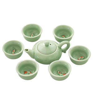 Celadon <b>Ceramic</b> Tea Set 7 Piece Kung Fu Teapot With <b>Cups</b> Gift Box Heat Resistant Festival Presents - Product Image 5