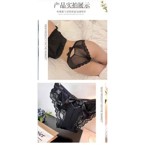 String en dentelle, culotte sexy de style européen et américain, grande nœud papillon pour femme, dos ajouré, culotte confortable en soie glacée, érotique - Product Image 6