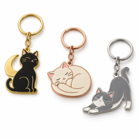 Lot de porte-clés personnalisés en métal durable avec breloques chat mignonnes, logo sur mesure, vente en gros, cadeau souvenir, fabricant OEM ODM en gros