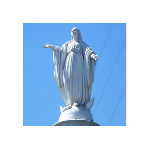 Escultura Religiosa Personalizada de Tamaño Real, Virgen María y Jesús de Mármol Natural con Palmas Unidas, en Posición de Pie - Product Image 4