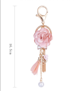 Portachiavi con nappina di fiori stile semplice portachiavi per auto con perla porta portachiavi in metallo borsa da <span class=keywords><strong>donna</strong></span> ciondolo grande <span class=keywords><strong>Idea</strong></span> regalo - Product Image 6