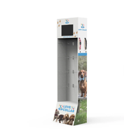 Présentoir pour collier d'animal domestique moderne au sol-Support en carton durable avec écran LCD pour la vente au détail personnalisée (chiens et chats)