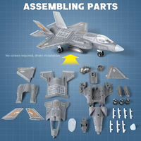 Avion de chasse F-35 de l'armée de l'air à l'échelle 1/72/100, jouet militaire, modèle d'avion pour enfants, avion bombardier, blocs de construction