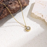 Collier ras du cou classique en acier inoxydable avec pendentifs breloques ronds en zircon de 1,1 cm, bijoux raffinés et exquis, vente en gros TGXL14704
