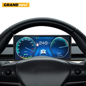 Автомобильный ЖК-измеритель Grandnavi, приборная панель с сенсорным экраном, цифровой ЖК-дисплей для tesla модели y, модель 3, беспроводной приборной панели carplay