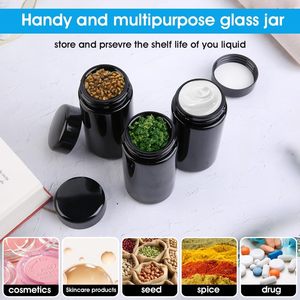 Frascos de Vidrio Herméticos de Boca Ancha con Sello UV Negro Personalizable, con Tapa de Rosca de Plástico para Hierbas y Flores Secas - Product Image 4