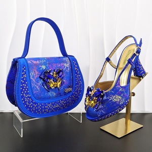Elegant Ladies' Purple Shoe &amp; Handbag Set with <strong>Sparkling</strong> Rhinestones Artistic Print <strong>Heels</strong> with Purse Perfect Shoes Bag Set - Product Image 2