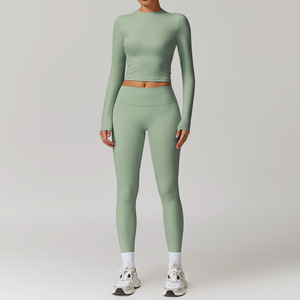 Hot Bán Phụ Nữ Ngoài Trời Chạy Chặt Chẽ Dài Tay Áo Tops Xà Cạp Quần Áo Thể Thao Bộ Workout Mặc Phòng Tập Thể Dục Tập Thể Dục Bộ - Product Image 3