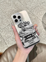 Coques de téléphone portable JDM DIY style voiture classique, en TPU, finition argentée peinte aux UV, antichoc, anti-traces de doigts, protection de l'objectif