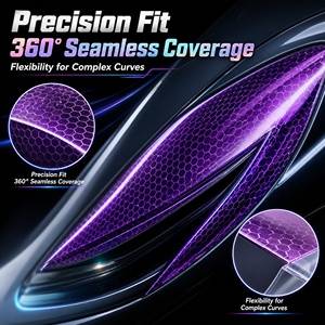 Película Plástica Holográfica Láser con Protección UV, Efecto Panal de Abeja, Cambio de Color LED para Faros Delanteros y Traseros de Coche, Película Autoadhesiva Autorreparable - Product Image 5
