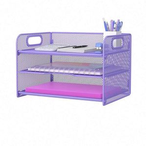Porte-documents de bureau en maille à 3 niveaux avec poignée, organiseur de papier pour dossiers A4 - Product Image 4