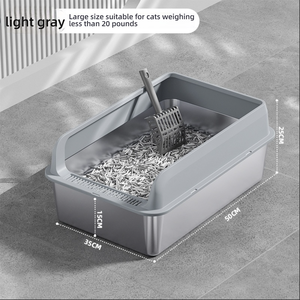กระบะทรายห้องน้ำแมวทำจากสเตนเลสสตีลทนทานต่อการสาดน้ำได้ง่ายดีไซน์แบบเปิดขนาดใหญ่พิเศษ - Product Image 4