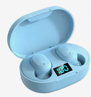 Earphone TWS E6S Macaron, Stereo LED 5.0 Layar Digital Mini Sport, Earphone Nirkabel Gaming