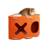 Stapelbares, atmungsaktives Dreieck-Katzenhaus & -Bett mit vertikalem Kratzbaum, Spiel- und Ruhebereich im Filz-Design – Großhandel