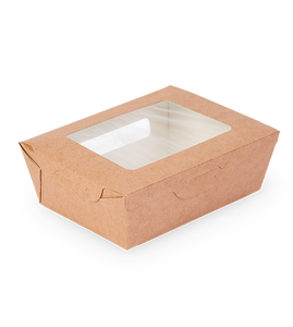 Contenedor versátil para comida para llevar, tipo ensaladera, de papel kraft blanco OSQ SALAD 600, con tapa transparente y logotipo personalizado. - Product Image 2