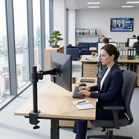 Bras de moniteur ergonomique à réglage de hauteur et de mouvement complet avec fixation par pince en C et base à œillet pour écrans de 17 à 32 pouces