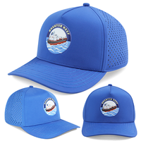 Casquette imperméable à 5 panneaux avec patch rond en PVC personnalisé, perforations laser, séchage rapide, pour activités de plein air et nautiques - Vente en gros usine HS41