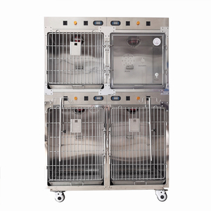 Jaula veterinaria multifunción de alta resistencia para hospital, de acero inoxidable, con 4 puertas, para perros y gatos, tipo banco y jaula de transporte. - Product Image 3