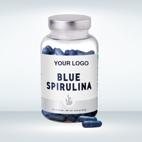 Compléments alimentaires en poudre de spiruline bleue en 60 capsules, marque privée OEM, meilleur prix, protéines pures riches en E18 Phycocyanine pour adultes