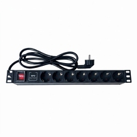 PDU de rack allemand 19'' 1U avec protection contre les surtensions, en alliage d'aluminium, avec interrupteur marche/arrêt et 8 prises Schuko, unité de distribution d'alimentation industrielle