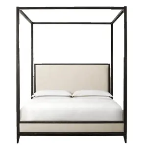 Custom bedroom furniture wooden oak platform queen king size canopy bed 4 poster bed