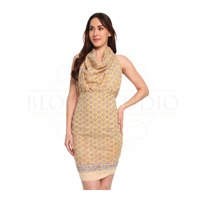 Sarung Katun Cetak Tangan Warna Kuning Mustard untuk Wanita, Penutup Bikini Ringan, Pakaian Musim Panas