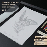 100 Hojas de Papel Vitela Translúcido de 100gsm, 130gsm, 150gsm para Tarjetas de Invitación de Boda, Impresión Láser e Inyección de Tinta, Manualidades DIY y Sobres