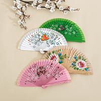 Éventail pliant en bois pour femmes, fourni par des fabricants professionnels, accessoire idéal pour la danse et les raves, avec des fleurs délicates peintes à la main