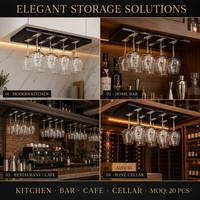 Soporte para Copas de Vino Tinto, Colgante de Pared, Sin Perforaciones, de Hierro, Minimalista, para Cocina, Sala de Estar, Hogar, Fiestas