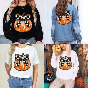 En gros, grands patchs en chenille thermocollants pour Halloween, avec motifs fantôme, nœud et citrouille, à paillettes, mignons pour la saison d'automne, pour sweat-shirts pour femmes - Product Image 3