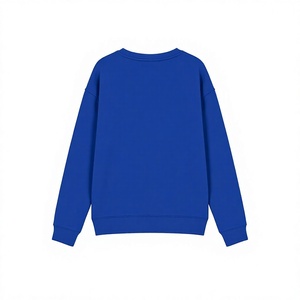Sweat-shirt unisexe à col rond surdimensionné, bleu uni, tricoté, décontracté, avec poche, longueur normale, automne-hiver - Product Image 2