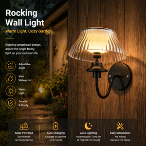 Lampada Solare <span class=keywords><strong>da</strong></span> <span class=keywords><strong>Giardino</strong></span> e <span class=keywords><strong>da</strong></span> Parete - Luce Decorativa per Esterni, Ricarica e Accensione Automatica, Impermeabile - Product Image 4