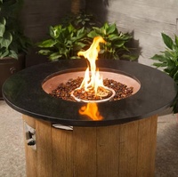 Foyer rond en faux bois Table à feu en marbre Foyer à gaz
