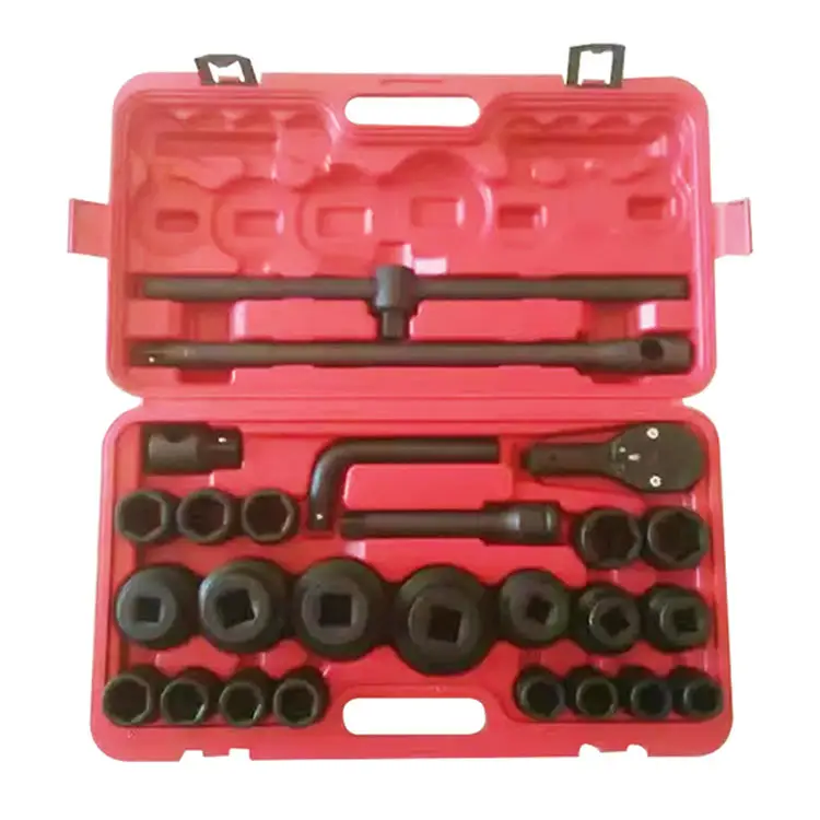 Ex-Factory Price Cr-Mo Steel Red 1/2" 3/4" 1" 26Pcs Socket Wrench Set Auto Repair Impact Socket Tools Kits