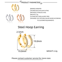 Tendance personnalisée Date De Mode En Acier Inoxydable Charme Rond Zircon Boucle D'oreille Classique 18K Or Planté Hoop Boucle D'oreille